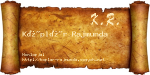 Káplár Rajmunda névjegykártya